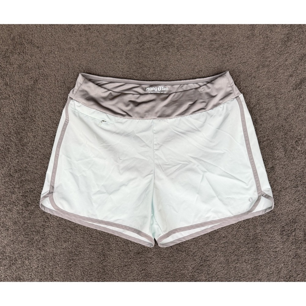 Hang Ten Womens Mint Green Athletic Shorts UPF 50+ Zip Pocket Size Large
